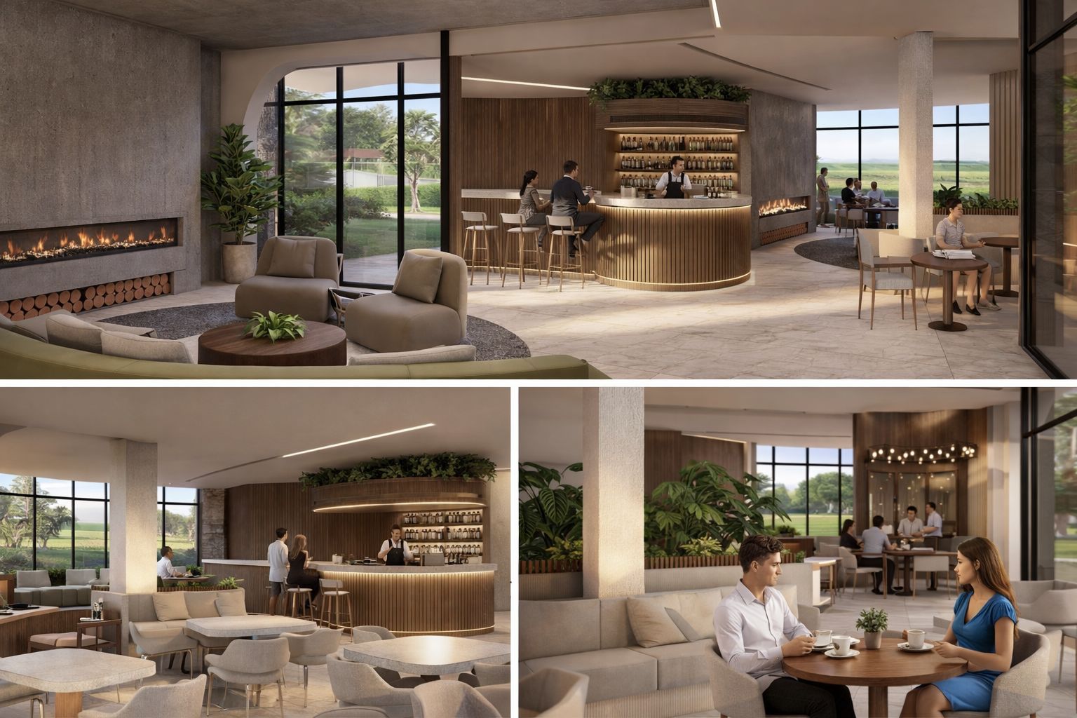 Lounge bar con hogar